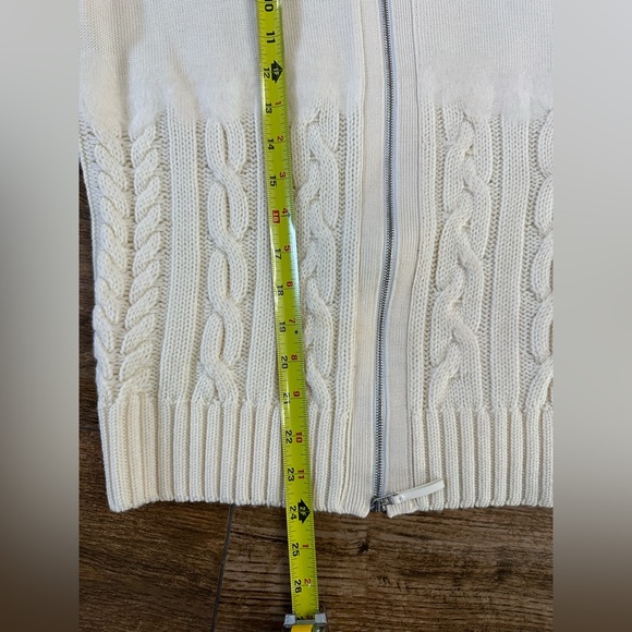 Lafayette 148 New York Fine Gauge Merino Wool Cable Knit Hoodie Zipper Sweater - Picture 6 of 8